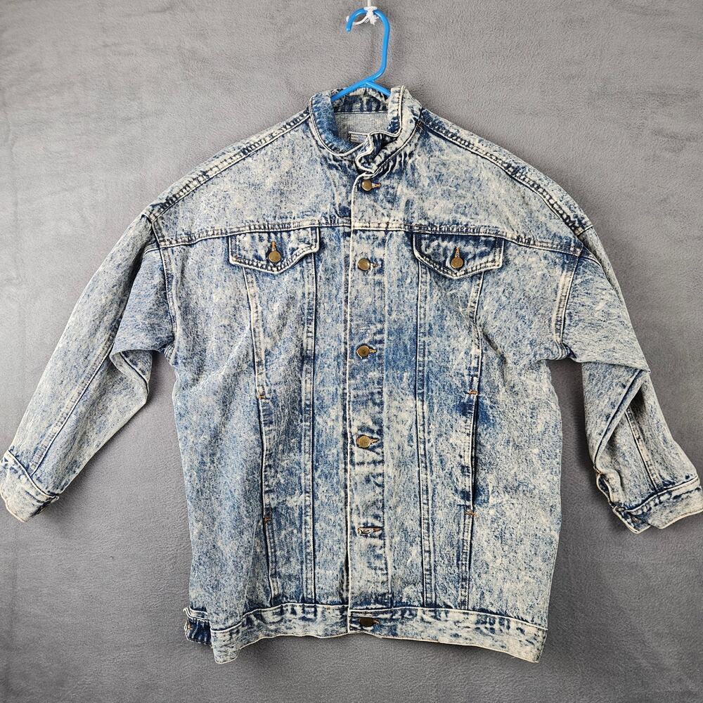 Vintage 80s Acid‎ Wash Denim Blue Jacket Grunge Retro The Clothing Academy Sz S